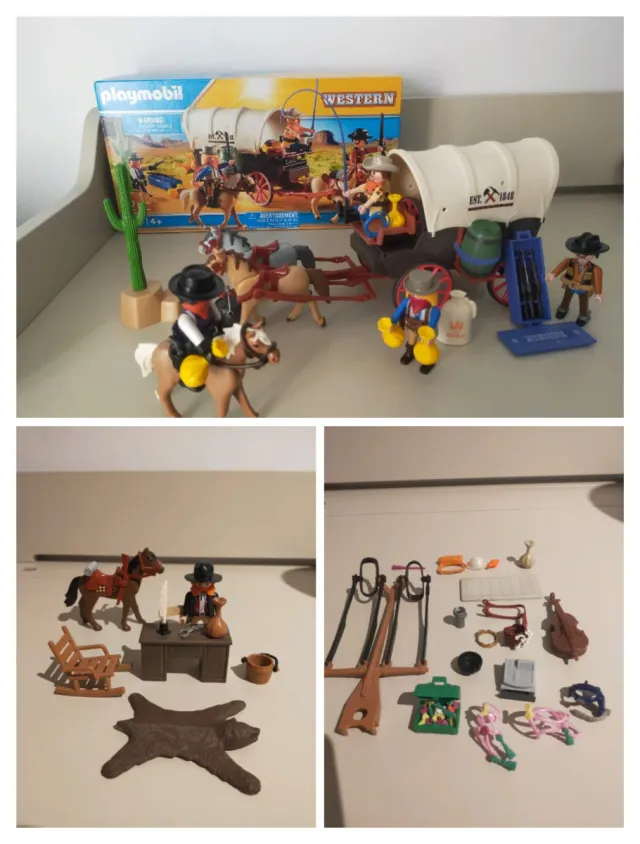 Lote Playmobil Western Carreta, Sheriff , caballos