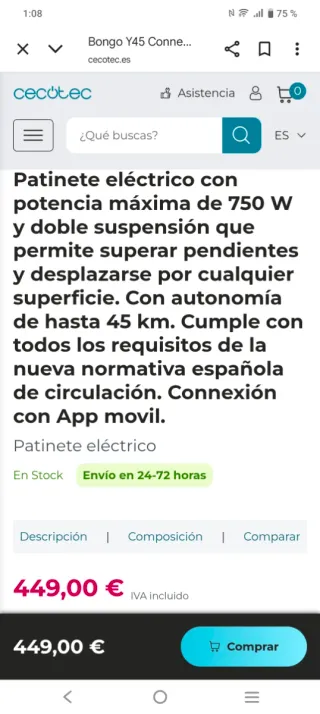 Patinete Eléctrico Cecotec Bongo Y45