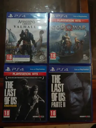 Juegos PS4: God of War,Valhalla,the last of us 1y2