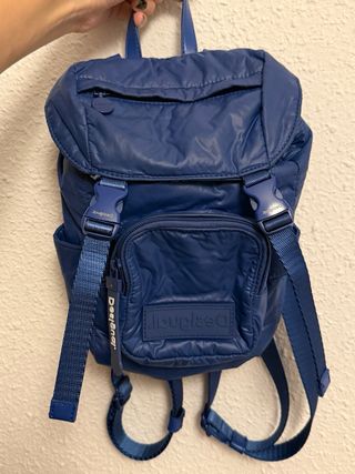 Mochila Desigual / azul alcochada pequeña