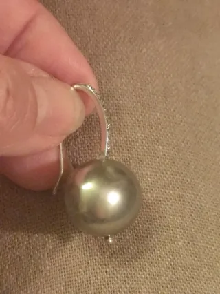 Pendientes Plata y Perlas Grises