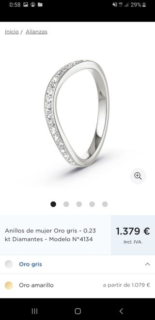 Anillo oro blanco y diamantes