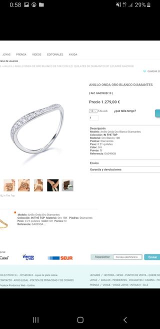 Anillo oro blanco y diamantes