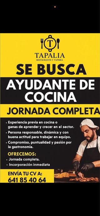 SE BUSCA AYUD.COCINA O COCINER@