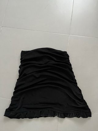 Falda negra fruncida Shein
