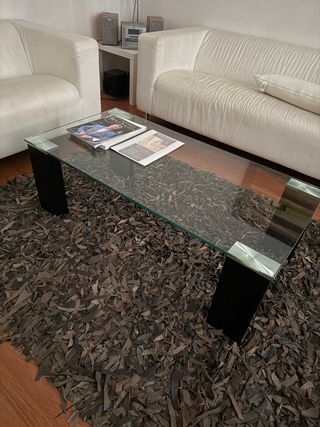 Mesa de centro cristal y metal