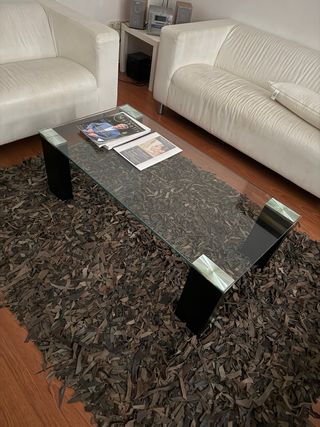 Mesa de centro cristal y metal