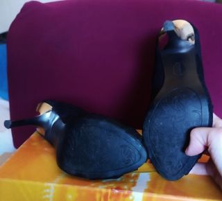 Décolleté open toe pizzo nere tg. 36