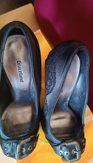 Décolleté open toe pizzo nere tg. 36