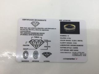 alianza oro 18k con piedra con diamante de laboratorio