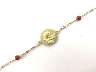 pulsera oro 18k con piedra con coral
