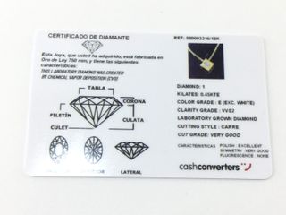 collar oro 18k con piedra con diamante de laboratorio 19.5cm