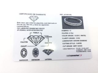 alianza oro 18k con piedra con diamante de laboratorio