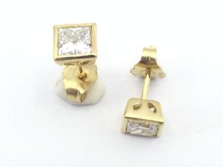 pendientes oro 18k con piedra con diamante de laboratorio