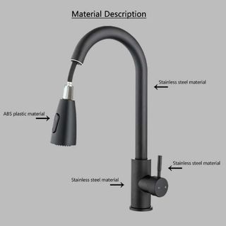 ✓ Grifo Cocina Extensible 360° Negro