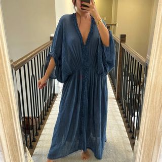 Vestido Túnica Kaftán Zara Azul