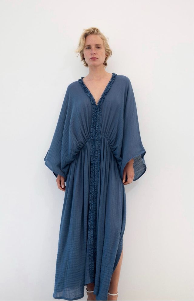 Vestido Túnica Kaftán Zara Azul