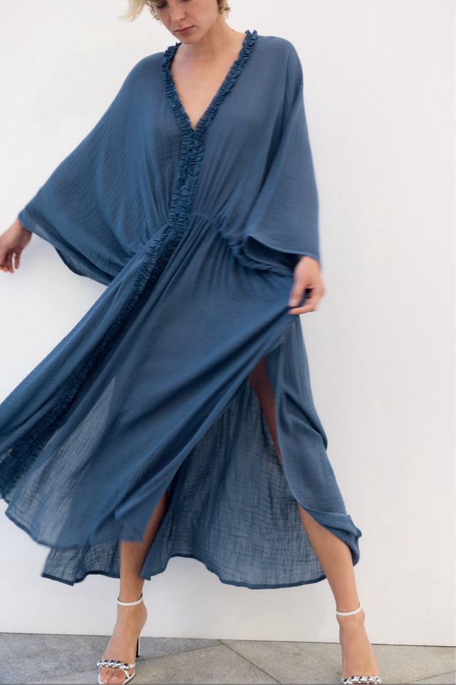 Vestido Túnica Kaftán Zara Azul