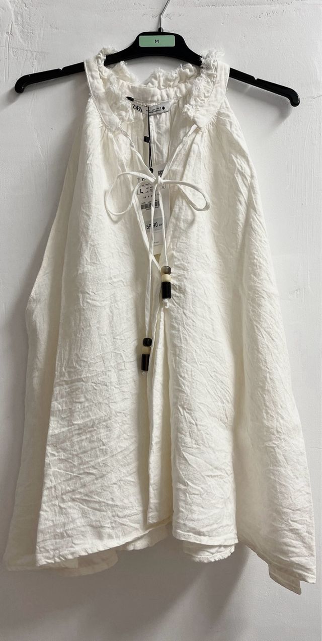 Top lino blanco Zara