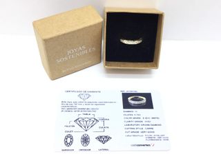 alianza oro 18k con piedra con diamante de laboratorio