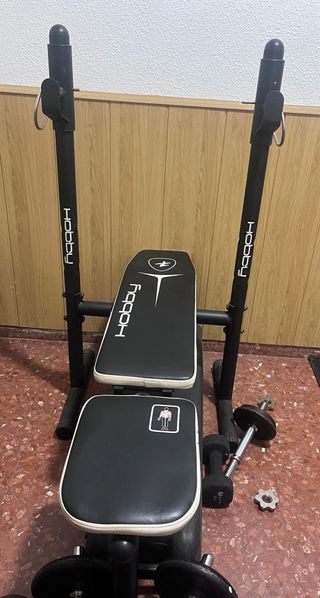 Banco reclinable Fitness + Barra press banca. 