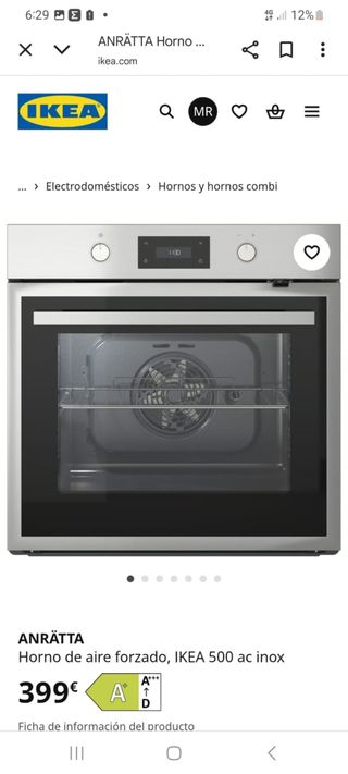 Horno IKEA ANRÄTTA aire forzado golpe