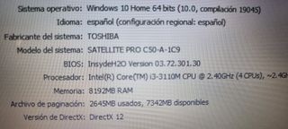 TOSHIBA C50 DE 15,6" i3-8GB RAM-SSD 256GB