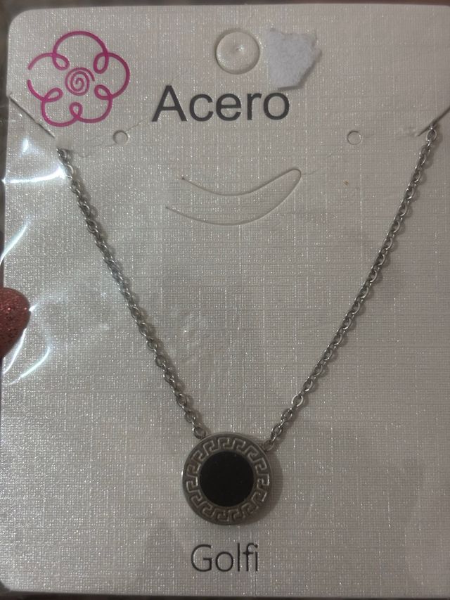 Collar Acero Negro y Plateado