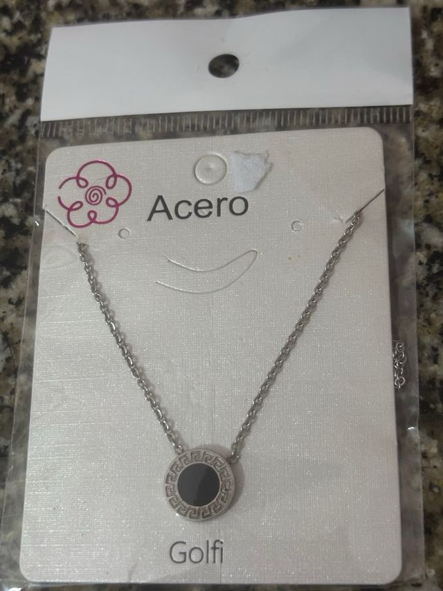 Collar Acero Negro y Plateado