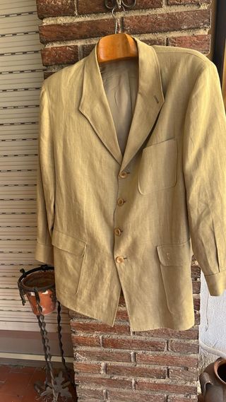 Chaqueta de lino caballero beige