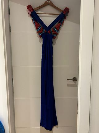 Mono fiesta azul eléctrico espalda abierta