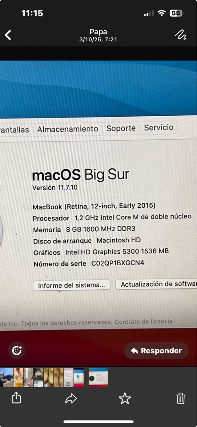ordenador macOS Big Sur versión 11.7.10