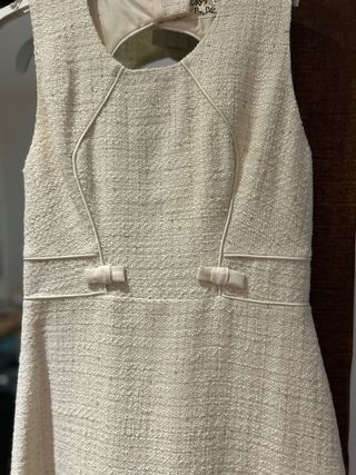 Vestido fiesta beige espalda abierta