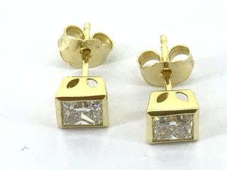 pendientes oro 18k con piedra con diamante de laboratorio
