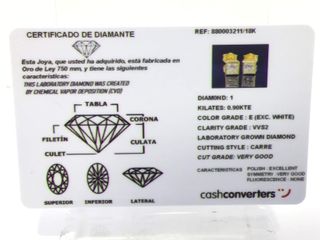 pendientes oro 18k con piedra con diamante de laboratorio