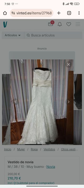 Vestido de Novia Blanco Talla M/38