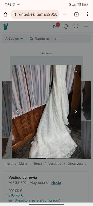 Vestido de Novia Blanco Talla M/38