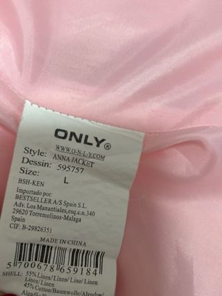 Chaqueta ONLY rosa mujer