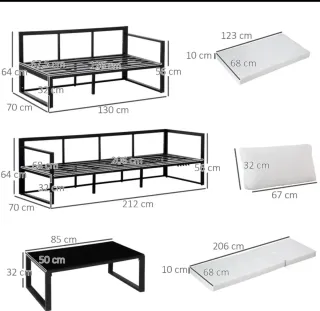 Conjunto mueble de jardín con sofá de 5 plazas 