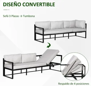 Conjunto mueble de jardín con sofá de 5 plazas 