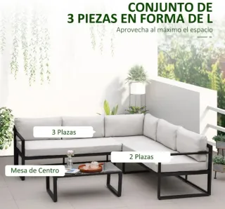 Conjunto mueble de jardín con sofá de 5 plazas 