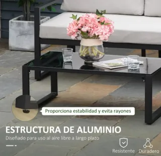 Conjunto mueble de jardín con sofá de 5 plazas 