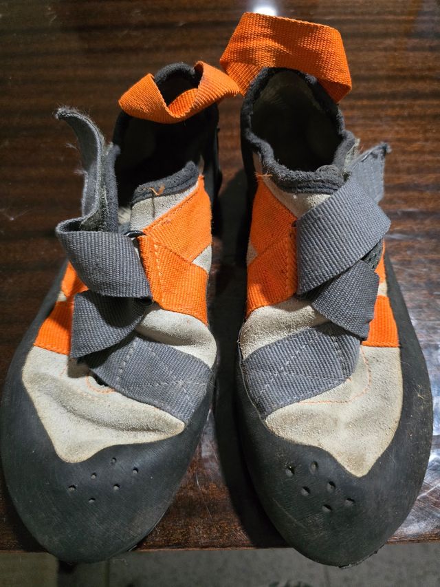 Pies de gato escalada naranjas y grises