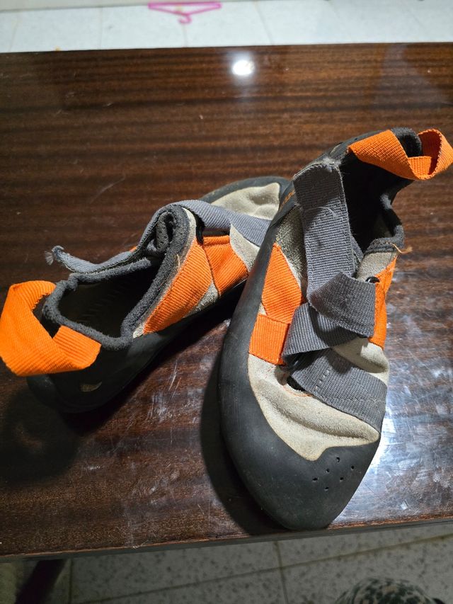 Pies de gato escalada naranjas y grises