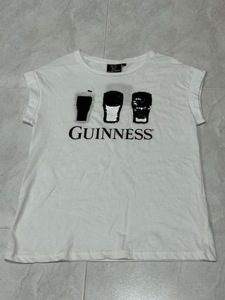 Camiseta Guinness Mujer Negra y Blanca