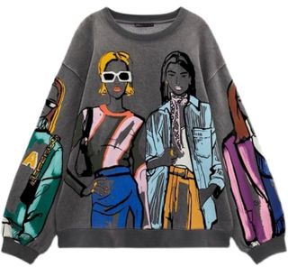 Sudadera mujer gris con estampado