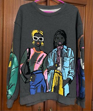 Sudadera mujer gris con estampado