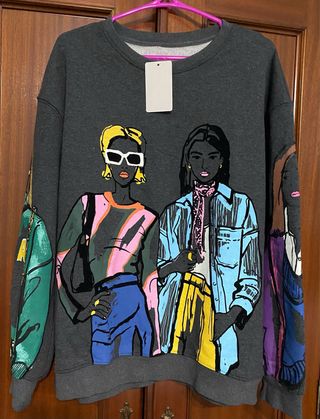 Sudadera mujer gris con estampado