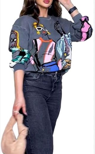 Sudadera mujer gris con estampado