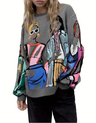 Sudadera mujer gris con estampado